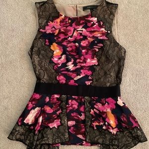 BCBG unique lace and floral top